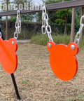 Three Eighths Inch AR500 Steel Target Set For Shooting Range Practice with visible 4 inch gong on stand, outdoor setup