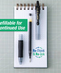 No Mess Smooth Writing Gel Pens Fine Point 0.7mm Black Ink 12 Pack Long Lasting Office Supplies on a notepad.