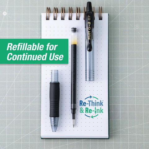 No Mess Smooth Writing Gel Pens Fine Point 0.7mm Black Ink 12 Pack Long Lasting Office Supplies on a notepad.