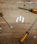 Double Headed Furniture Clips 100 Pack Adjustable Nut Design Nylon Connectors Holds Rock Solid For No Hassle Cabinet And Shelf Assembly Ultimate Diy Hardware Fix with tools and screws on wood.