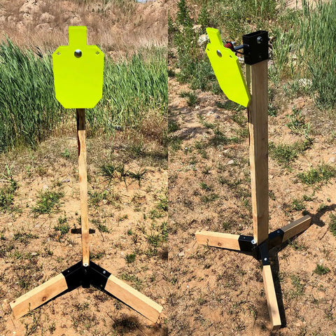 AR500 Steel Target System Complete Kit For Silhouette Targets 7 By 12 By Three Eighths Inch With Two By Four Stand Mount Kit
