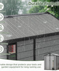 6x6 Ft Plastic Outdoor Storage Shed With Transparent Roof No Hassle Setup Resin Shed With Lockable Floor And Double Doors in rain