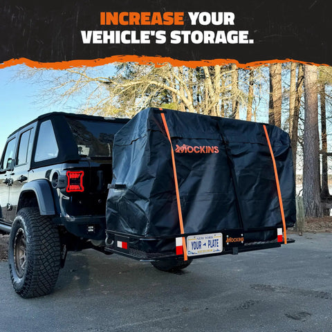 Heavy Duty Hitch Mount Cargo Carrier 60x24x6 Inches 2 Inch Receiver Folding Rack 500 Lbs Capacity All Weather Steel on SUV
