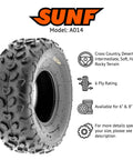 19x7-8 Knobby Tire For Go-Kart And Quad ATV Tubeless, 6 Ply shown with detailed tread pattern and SunF branding