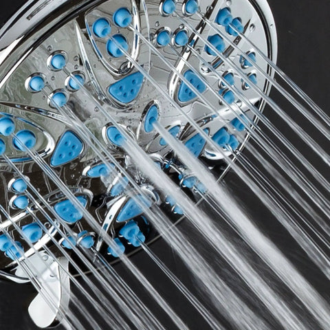 Antimicrobial High Pressure Shower Head With Anti Clog 6 Setting Handheld Spray Microban Protection From Growth 4 Inch Face