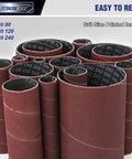 18 Piece Spindle Sander Sleeve Kit With Six Size Assortment In 80 120 240 Grit For 1/2 In To 3 In Diameters Aluminum Oxide Abrasive Sanding Sleeves