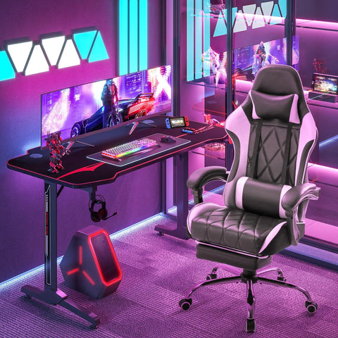 All Day Comfort Pro Grade Ergonomic High Back Gaming Chair With Footrest And Massage Lumbar Support For Long Sessions Swivel