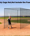 Heavy Duty Baseball Batting Cage Net 10x10x20 Feet With 10 Carabiners And 4 Tie Ropes Durable Nylon Indoor Outdoor Training Net