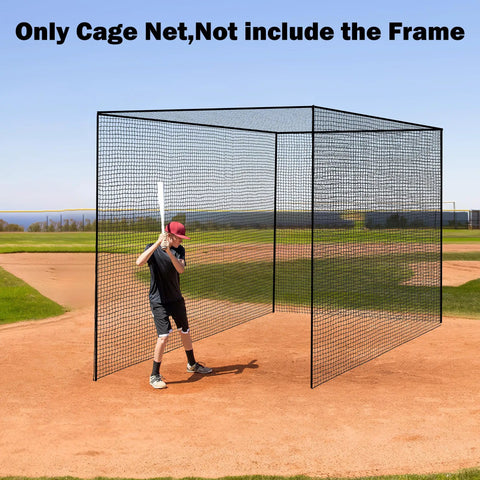 Heavy Duty Baseball Batting Cage Net 10x10x20 Feet With 10 Carabiners And 4 Tie Ropes Durable Nylon Indoor Outdoor Training Net