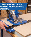 Kreg Rip-Cut guide blue mounted on a side-blade circular saw for straight cuts