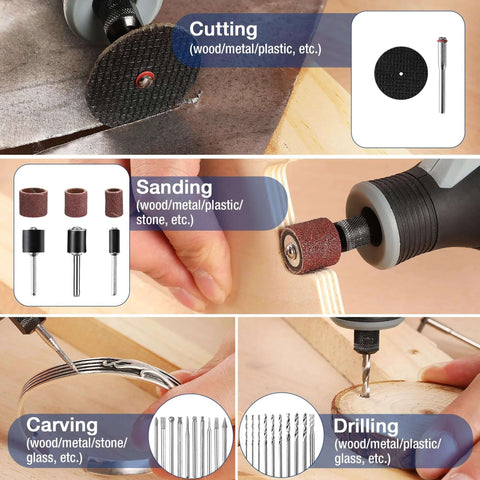 WORKPRO 530-piece rotary tool accessory kit with cutting discs, sanding bits, carving and drilling bits (Amazon)