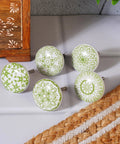 Green White Ceramic Cabinet Knobs Set Of 10 Hand Painted Printed Drawer Pulls For Kitchen Cabinets And Furniture 55mm Height 38mm Diameter Decorative Hardware, white and green floral knobs