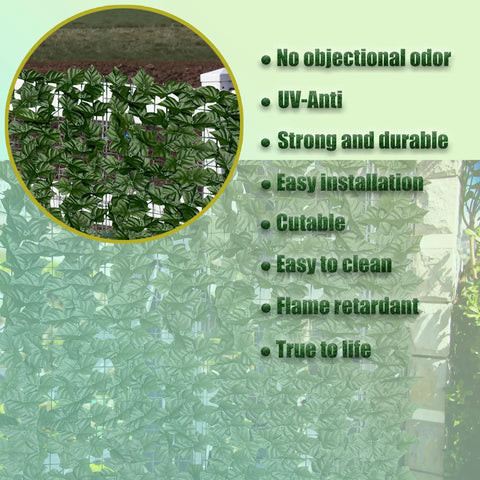 Ultra Realistic Artificial Ivy Privacy Fence Screen 40x140 Inches UV Resistant Faux Hedge Wall Panels features list.
