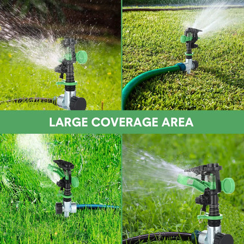 4 Pack 360 Degree Lawn Sprinklers For Yard With Water Stop Rings, Automatic Rotating Pulsating Sprinklers For Large Lawns