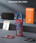 Package of Handy Digital Clamp Meter Multimeter Auto Ranging 4000 Counts For AC DC Voltage And Current, case, box, probes, manual