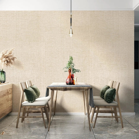 Dining area with Grasscloth Wallcovering With Natural Paper Weave In Light Brown For A Modern Feature Wall In Living Room Or Bedroom 36