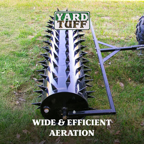 60 Inch Drum Spike Aerator Tow Behind Lawn Roller Attachment For ATV UTV And Riding Tractors With 126 Heavy Duty Spikes
