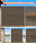 71 Inch By 118 Inch Retractable Side Awning Folding Privacy Screen Waterproof And UV Resistant Outdoor Shade Divider For Patio Garden Balcony And Commercial Use Mocha Easy Setup in a patio scene