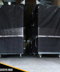 Internal view of a trailer showing E Track Cam Buckle Tie Down Straps 2 Inch Wide 16 Foot Long 10 Pack With Spring E Fittings 2,500 Lbs Break Strength Easy To Use Cargo Tiedowns For Vans And Trailers in use.