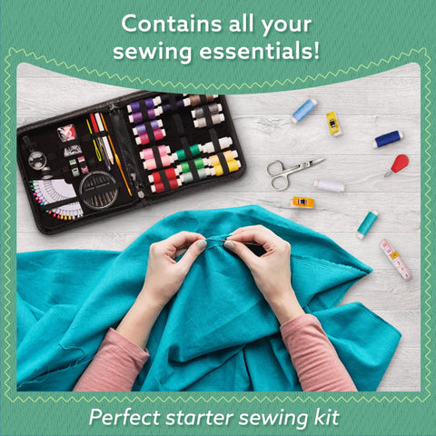 All In One Sewing Kit For Adults And Kids 94 Piece Starter Set With Colorful Thread Needles Scissors Thimble And Clips