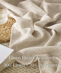 Close-up of Rich Natural Linen Blend Farmhouse Curtains, 52 By 90 Inches, Two Panels, Rod Pocket And Back Tab Privacy With Light Filtering, Perfect For Your Bedroom Or Living Room, Cozy Vibe 230 GSM Textured Fabric.