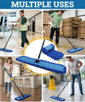 Heavy Duty 24 Inch Microfiber Dust Mop Kit With 61 Inch Extendable Handle And Two Quick Swap Pads For Top Shelf Floor Cleaning and No Fuss Commercial Floor Care Today in action across various settings.