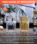 Ultra Light Straw Water Filter 5 Pack for Camping, Hiking, and Travel showing filtering process with before and after glasses
