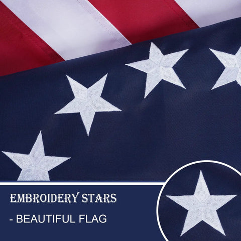 Close-up of All American Betsy Ross Flag 3x5 Ft Outdoor Embroidered 13 Star Flag Double Sided Colonial Banner with white stars