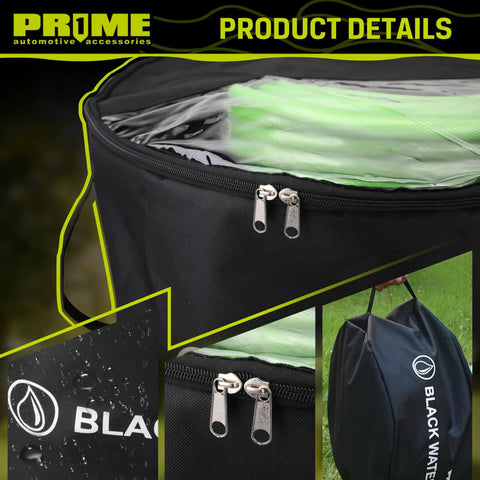 4 Pack Waterproof RV Hose Bag Storage Set With Two Way Zippers And Visible Cover, Easy Access Organizer featuring black bag with zipper
