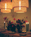 Plug In Pendant Light With Handmade Bamboo Lampshade Boho Rustic Chandelier Dimmer Switch Woven Rattan Basket Shade