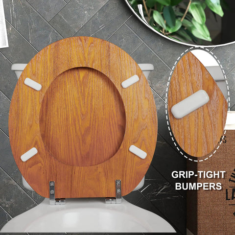 Built To Last Durable Wood Veneer Elongated Toilet Seat With Metal Hinged Design For Easy Clean And Anti Scratch Protection Eco Friendly Natural Dark Brown Finish Fits Most American Toilets And Brands For A Smooth Comfortable Upgrade