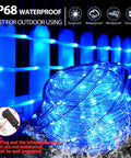 IP68 waterproof 66Ft 200LED RGB Rope Light with 24 Colors Plus Warm White, outdoor fairy lights on fence with remote