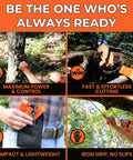 Beefy 36 Inch Manual Chain Saw With 48 Bidirectional Teeth in use for camping and backpacking, showing compact and lightweight features.