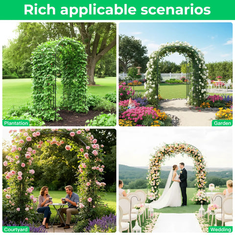 Big Ol 7.22 Foot Tall Double Arch Garden Trellis For Climbing Plants And Flowers Large Arbour Archway for weddings, gardens, and patios.
