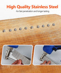 Built Like A Brick Premium 304 Stainless Steel Brad Nails 18 Gauge rust resistant fasteners in a manual nail gun for carpentry.
