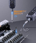 Electric Screwdriver Kit With 181 In 1 Mini Precision Screwdriver Set And 162 Magnetic Bits, showing magnetic feature and bits.
