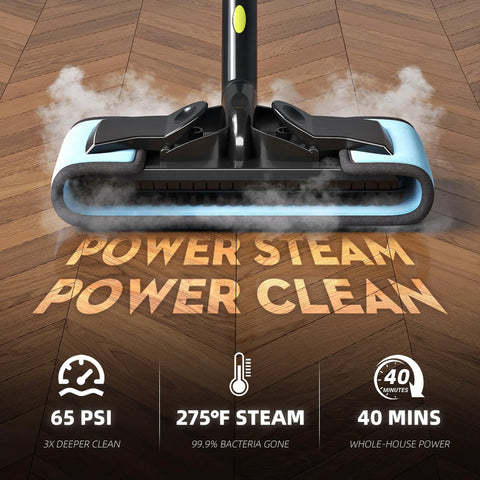 Heavy Duty Steam Cleaner For Home 1500W High Pressure Canister Steamer cleaning hardwood floor with steam.