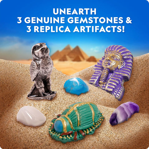 Ancient Egypt Dig Kit With Gems And Replica Artifacts For Hands On Archaeology Fun, Excavation Bricks Shaped Like Pyramid Sphinx And Pharaoh, Includes Three Real Gemstones And Three Detailed Artifacts, Learn Hieroglyphics And History; pyramid, sphinx, pharaoh digs