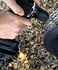 Using Easy Tire Plug Drill Bit Kit for All Drills 2 Piece Set with Reamer and Plugger Bits on a tire