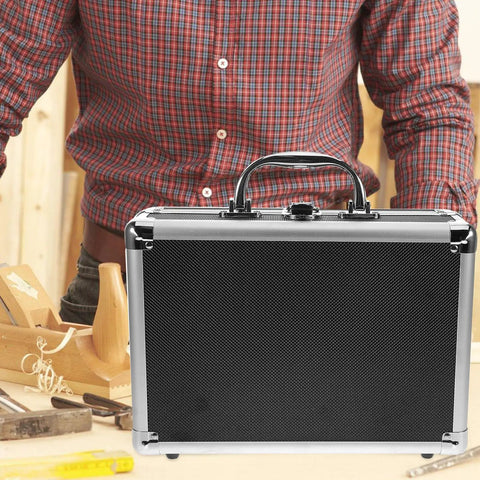 Rock Solid Portable Aluminum Alloy Toolbox With Lockable Handle And Ample Hardware Storage Featuring Sleek Modern Design for quick access.