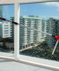 Heavy Duty Floor Squeegee With Extendable Telescopic Handle From 30 To 57 Inches 24 Inch Wide Built For Concrete Tiles Garage Deck Bathroom And Window Cleaning Rust Resistant Aluminum Stainless Steel Pole cleaning high-rise window
