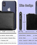 Men's Zipper Leather Bifold Wallet With RFID Blocking Slim Zip Around Card Holder Compact Yet Roomy Leather Wallet For Credit Cards And Cash Genuine Leather Durable Three Side Zipper Black shown with smartphone for size comparison