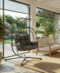 Heavy Duty 700 Lb Double Egg Chair With Stand For Indoor Or Outdoor Use Hanging Egg Chair With Armrests And Headrest UV Resistant Cushions
