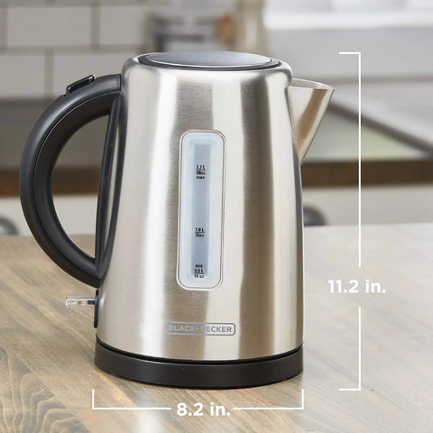 1.7L Cordless Electric Kettle In Sleek Silver With Automatic Shutoff And Boil Dry Protection No Fuss Easy Pour For Home Kitchen And Office Daily Use Anytime