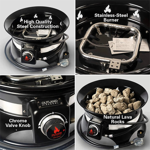 Premium 58,000 BTU Smokeless Propane Fire Pit With Auto Ignition 19 Inch Outdoor Gas Pit Includes Cover And Carry Kit Black