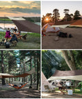 Must Have All Weather 12x14 Foot Waterproof Camping Tarp With Two Poles Sun Shelter at campsites and in woods.