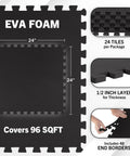 24 Pack EVA Foam Floor Tiles Interlocking Mat Set With 96 Sq Ft Coverage For Garage Playroom Or Home Gym details