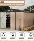 8x10 Ft Metal Outdoor Storage Shed With Sloped Roof, Lockable Door And Air Vents For Backyard, Patio, Lawn, Heavy Duty
