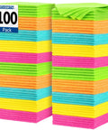 Stacks of colorful Ultra Absorbent Microfiber Cleaning Cloths 100 Pack 12x12 Inches All Purpose Towels displayed vertically