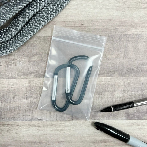 3x4 Inch Clear Zipper Reclosable Bags, 6 Mil Heavy Duty Storage Bags Pack Of 100, FDA Food Safe Transparent LDPE For Organization And Food Prep For Grab And Go Kitchen Or Office Storage, clear bag with carabiners